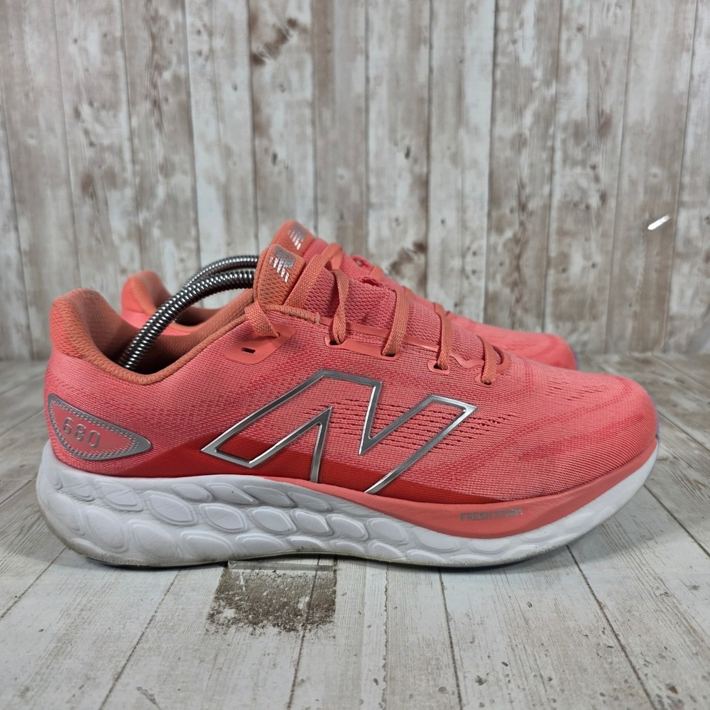 New Balance Fresh Foam 680 v8 Womens 12 Pink Running Shoes W680RP8 Silver Accent